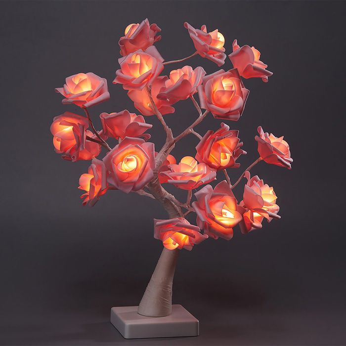 ARAMOX Lampe d’arbre de fleur de rose Rose fleur arbre lampe 24 LED table bonsaï fleur veilleuse pour chambre salon fête deco fete