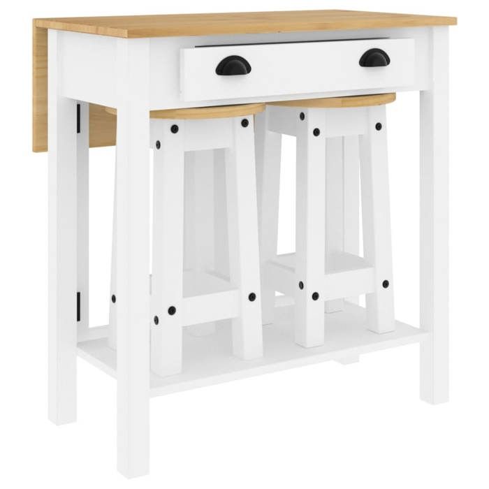 Ensemble de bar 3 pièces bois de pin massif - vidaXL - blanc - pliable 606jom53w