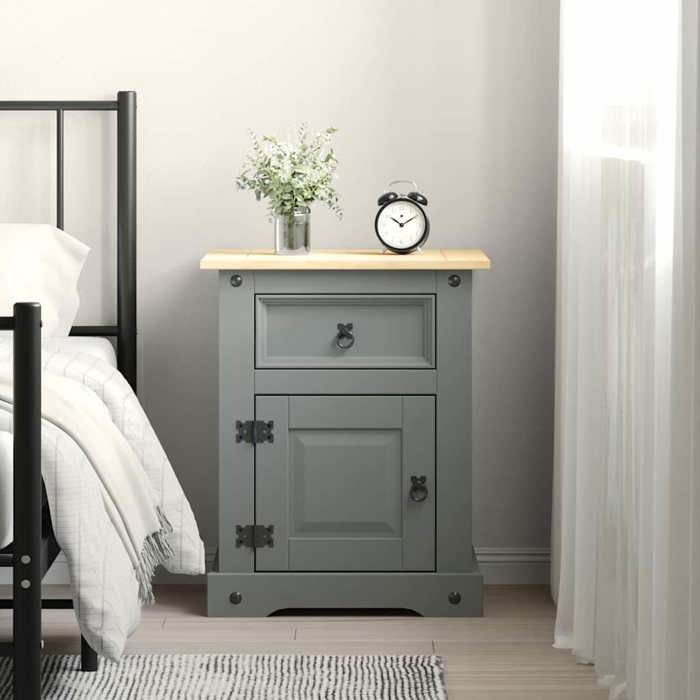 Maison Exclusive - Table de chevet Gamme Corona pin mexicain Gris 53x39x67 cm