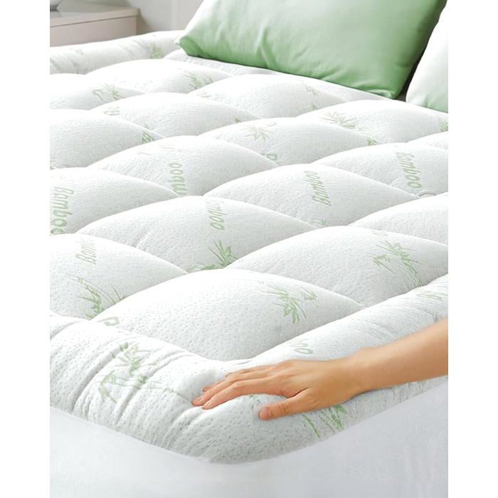 Surmatelas Confort Nuageux - Protège-Matelas Ultra-Doux Respirant et rafraîchissant en Viscose de Bambou - 140 x 190 Verte 140x190