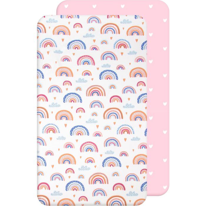 Draps Housses Cododo 100% Coton - Compatible Neste Up - 55 x 90 cm Motif Arc-en-Ciel