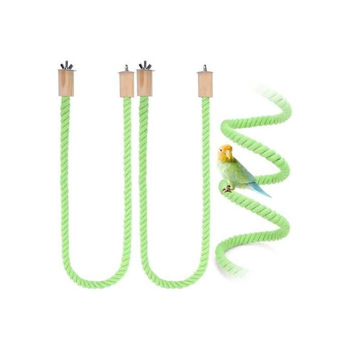 Ensemble de 2 perchoirs en corde de chanvre pour oiseaux 100 cm support accessoires renfort en fil de fer malléable convient