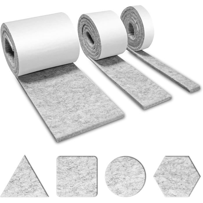 3 Rouleaux Feutrine Autocollante (100Cmx10Cm 100Cmx5Cm 100Cmx2Cm) Patin Feutre Patins Feutres Pour Meubles Bande De Protection Aut