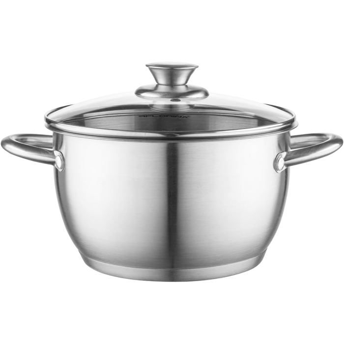 Casserole Henry 20 cm 3 1 L en acier inoxydable avec couvercle en verre Compatible induction gaz électrique et vitrocéramique