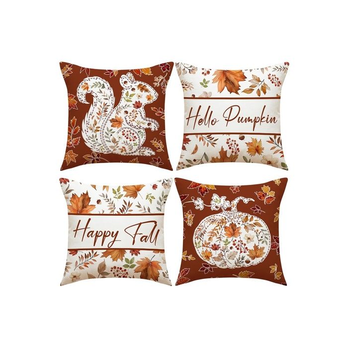 Housse de Coussin 40x40 Lot de 4 Pièces Coussin Lin Automne Canapé Hous Coussin pour Canapé Salon Chambre 40×40 TAIE OREILLER