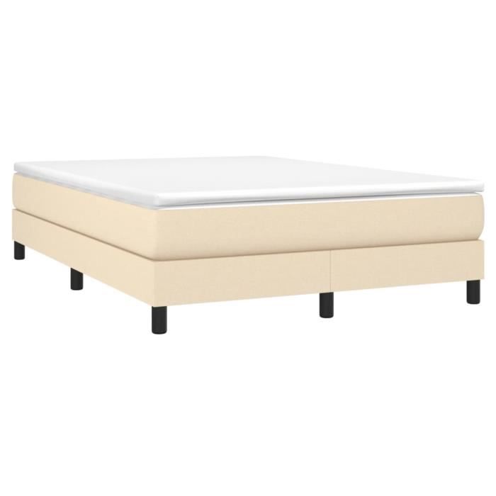 Sommier à lattes - AKOZON - Crème - 140x200 cm - Tissu durable - Pieds robustes