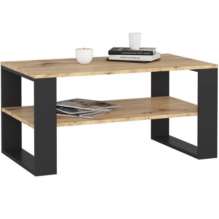 Table basse AKORD ALEX Chêne Artisan 92 cm pieds Noirs 92x53x45 cm Table basse AKORD ALEX Chêne Artisan 92 cm pieds Noirs 92x53x45 cm