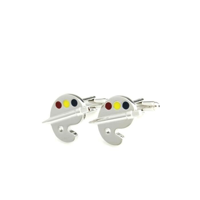 Boutons De Manchette étoile Chrome Et émail Blanc - Neuf Avec étiquettes