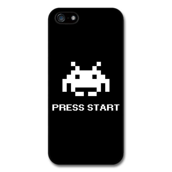 Video Game Press Start Funny Illustration Black and White coque pour iPhone  5 5S - Cdiscount Téléphonie