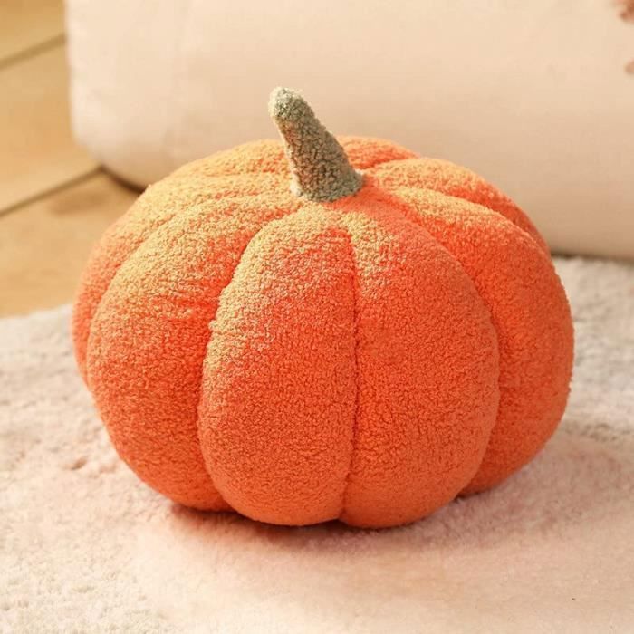 Set Peluche Citrouille Halloween – 22 Cm + Porte-clés – Doudou Orange Moelleux – Déco Festive