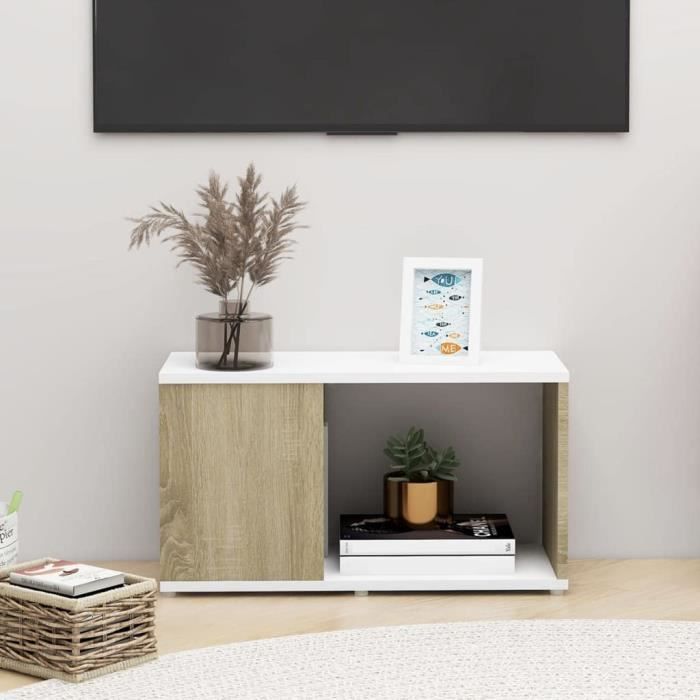 Meuble TV Industriel Gris - Yaheetech - Bois MDF - 106x40x40 Cm - Pour écrans 32 à 55 Pouces