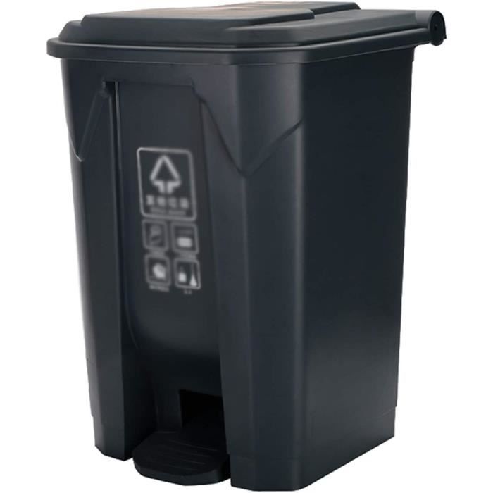 Poubelle Industrielle 51L Noire Avec Couvercle Et Poignées Métalliques – Robuste, Fabriquée En Espagne – Idéale Jardin, Terrasse, Recyclage
