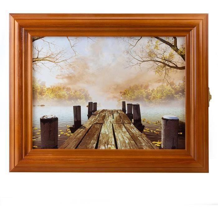 Armoire à Clés Bois Avec étagère - 7 Porte-clés - Organisateur Entrée, Salon - 38x20cm - Design Moderne