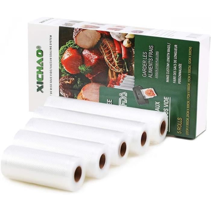 KitchenBoss Sacs Sous Vide Alimentaire:2 Rouleaux 28x600cm, Rouleau Sous Vide Alimentaire Convient à L'appareil de Mise sous Vide, Sac Sous Vide pour la Cuisson, Sachet Sous Vide Alimentaire sans BPA