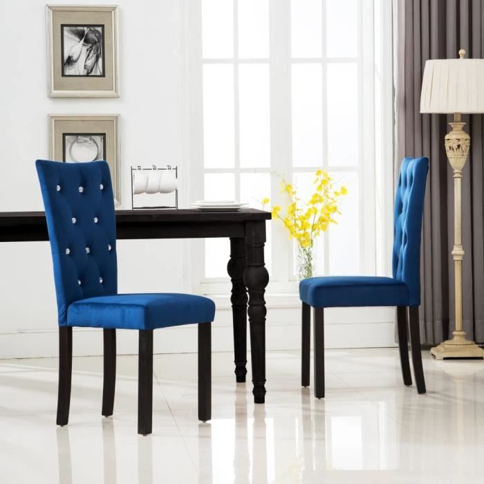 XIXI Chaises de salle à manger 2 pcs Bleu foncé Velours - Cdiscount Maison