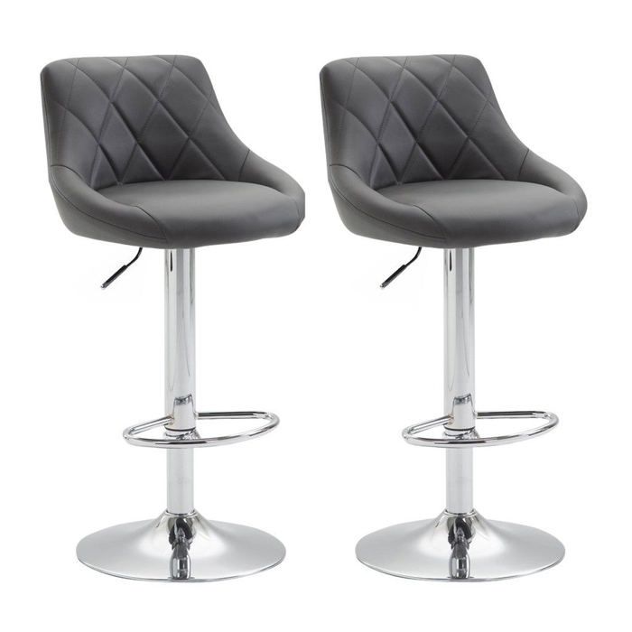 2x Tabourets de bar en synthetique gris pivotant avec repose pieds TDB10080 2x Tabourets de bar en synthetique gris pivotant avec repose pieds TDB10080