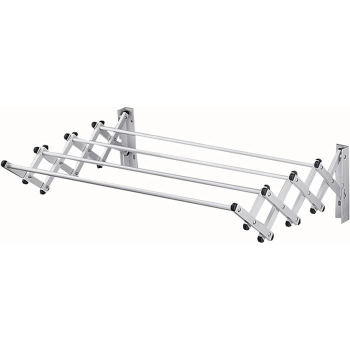 Modixun Séchoir à Linge Mural Pliable à 180° Avec 4 Tiges Pivotantes