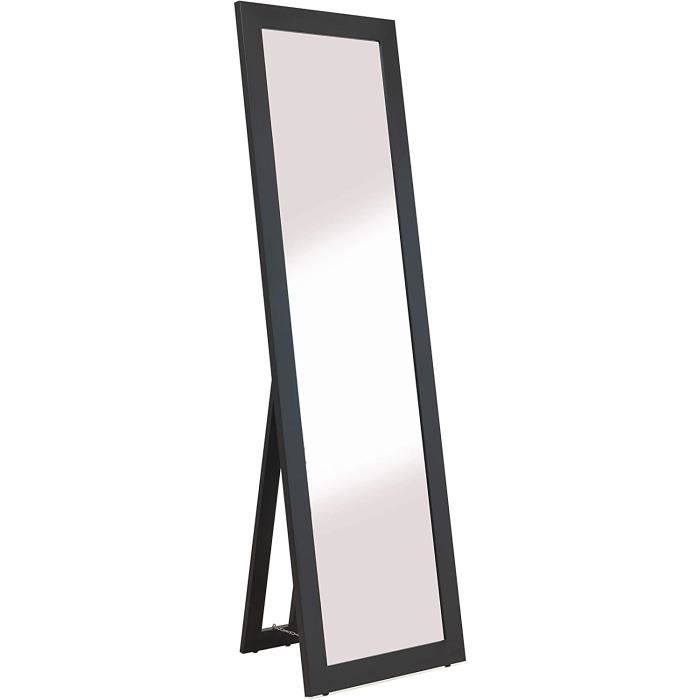 Grand Miroir Sur Pied Hoikwo 140x41 Cm - Cadre Noir, Verre Trempé - Pour Salon, Chambre, Salle De Bain