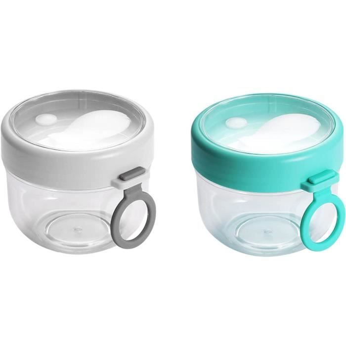 Lot De 4 Bocaux à Overnight Oats Avec Couvercles Et Cuillères – Verre Hermétique 500 Ml – Vert, Bleu, Rouge, Blanc