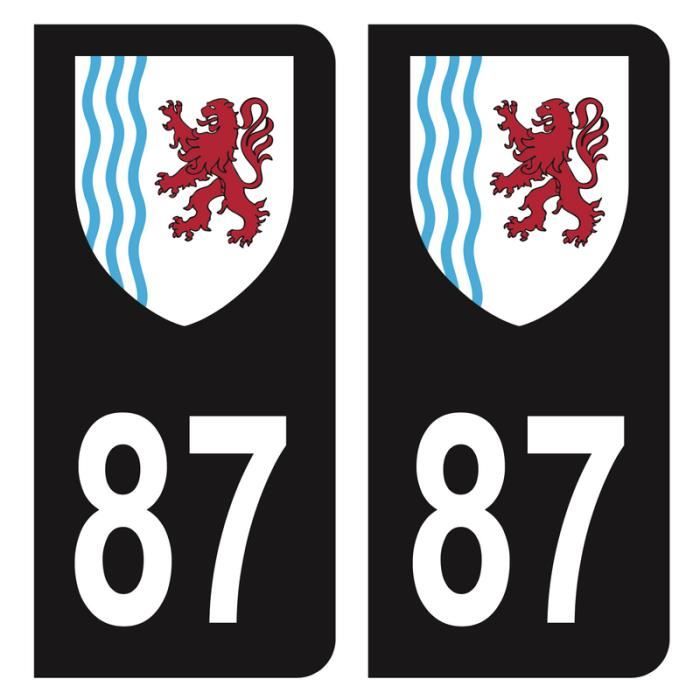 87 Haute-Vienne Autocollant Plaque Immatriculation Auto Département Sticker Nouvelle Aquitaine Logo