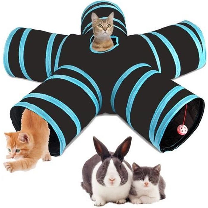 Jouet Pour Chat, Tunnel pour Chat avec 5 Canaux pliables, Chat Accessoire  Tunnel Pliable avec 1 Boules (Bleu) - Cdiscount Animalerie