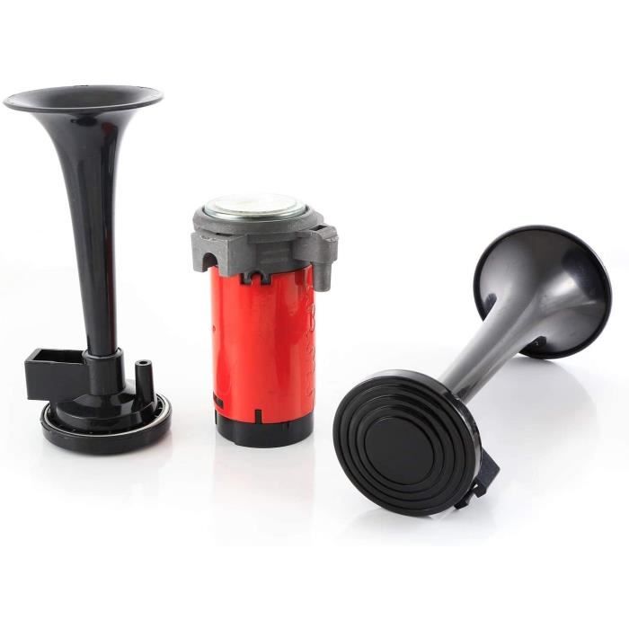 24/7auto Noir 12V Air Double Klaxon Avec Compresseur Et Relais Voiture Camion Yacht Bateau SUV Cab Bus