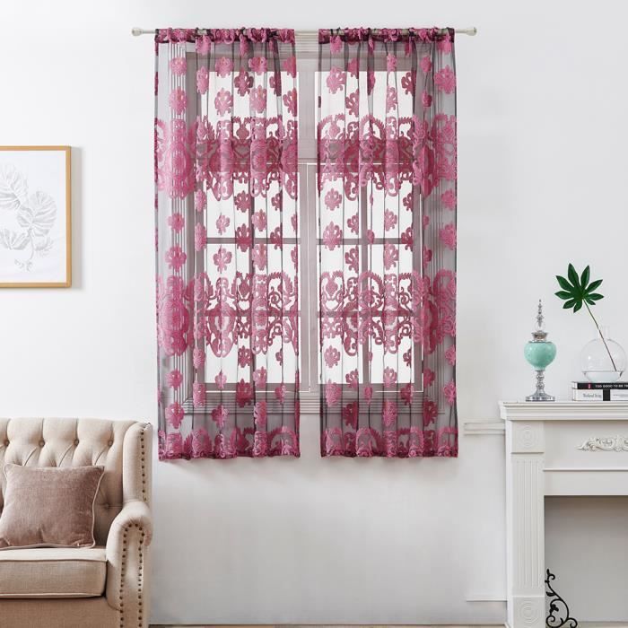 Rideaux voilage 100x200 a oeillet, Rideau voilage Rose ...