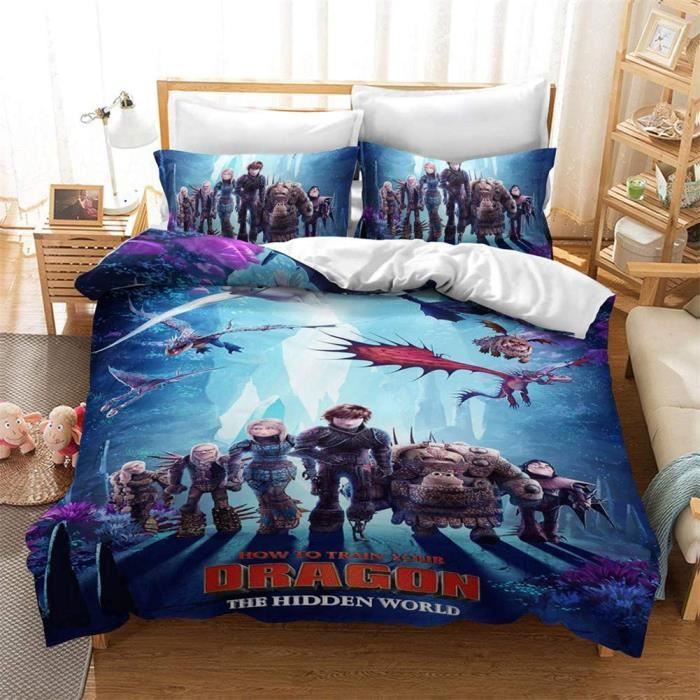 Housse De Couette How To Train Your Dragon | Taille Européenne 140x200cm | 100% Coton | Officielle Dreamworks