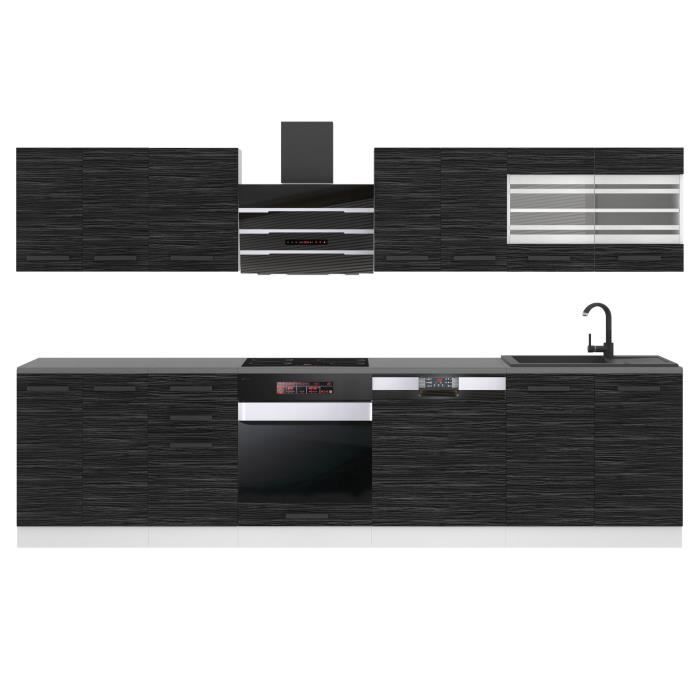 Cuisine Équipée Complète - BELINI - Lucy - 300 cm - Ébène Royal - Design Contemporain
