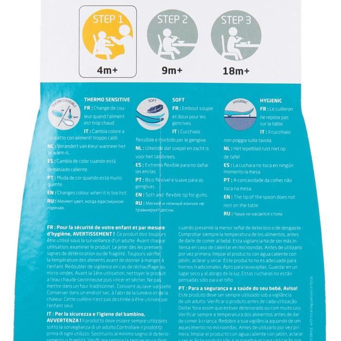 ustensile de sécurité thermique en silicone souple pour l/'apprentissage de l/'alimentation pour petits enfants Bleu Ensemble cuillère et fourchette pour bébé et enfant en bas âge