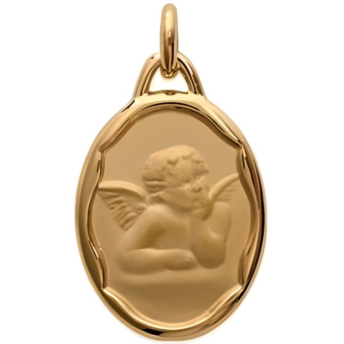 médaille pendentif bapteme femme-homme-enfant ange et plaqué or jaune -   - blue pearls 7728