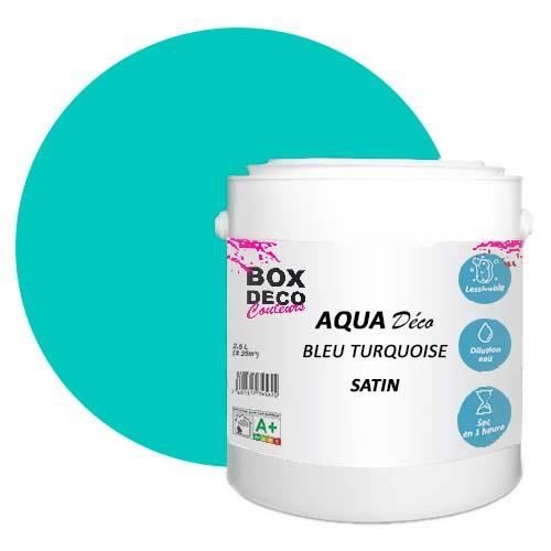 PEINTURE Teinte Bleu Turquoise murale acrylique aspect satin Aqua Déco