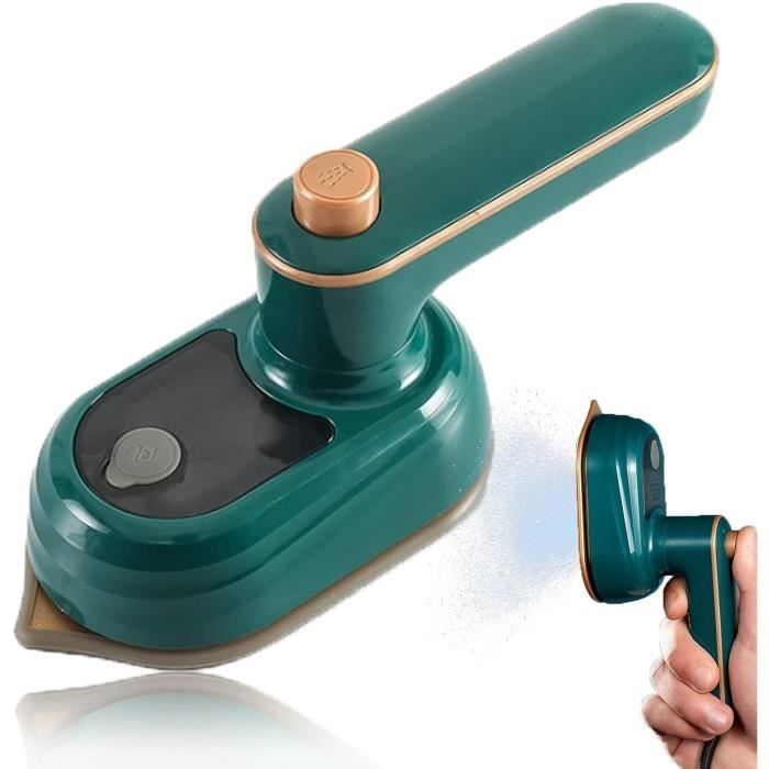 Healo Steamease - Mini Fer à Repasser Portable 2-en-1 Vapeur & Sec, Rotatif 180°, Vert - Idéal Voyage & Retouches Rapides