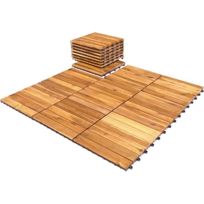 Lot de 27 Dalles de Terrasse Clipsable 30 x 30 CM COSTWAY-en Bois d ...
