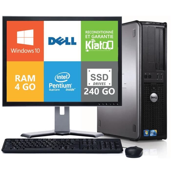 PC Bureau Reconditionné Intel I5, 8 Go RAM, 240 Go SSD, Windows 11 Pro - Écran 24 Pouces Inclus - Prêt à L'emploi