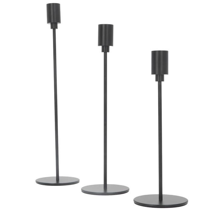 Bougeoir Arabesques en métal laqué noir - Pour 3 bougies