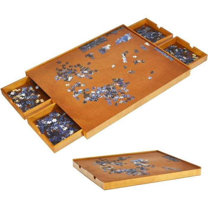DREAMADE Plateau Puzzle en Bois, Tableau de Puzzle 1000-1500 Pièces avec  Grande Plateforme, 4 Tiroirs Coulissants et Bord Antichute - Cdiscount Jeux  - Jouets