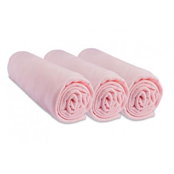 Lot 3 Draps housse 100% Coton pour Couffin Berceau Nacelle 40x80/40x90 cm - EASY DORT - Rose