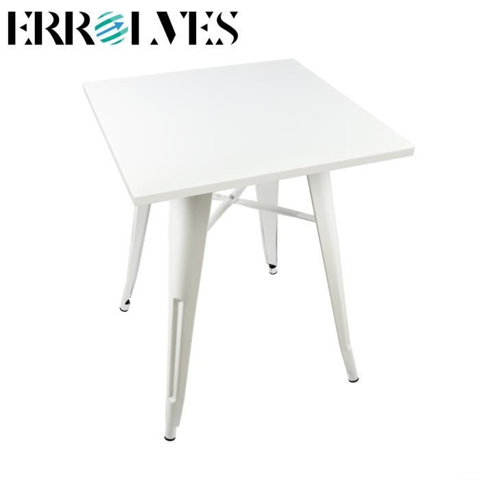 table de salle à manger carrée errolves - blanc - style industriel