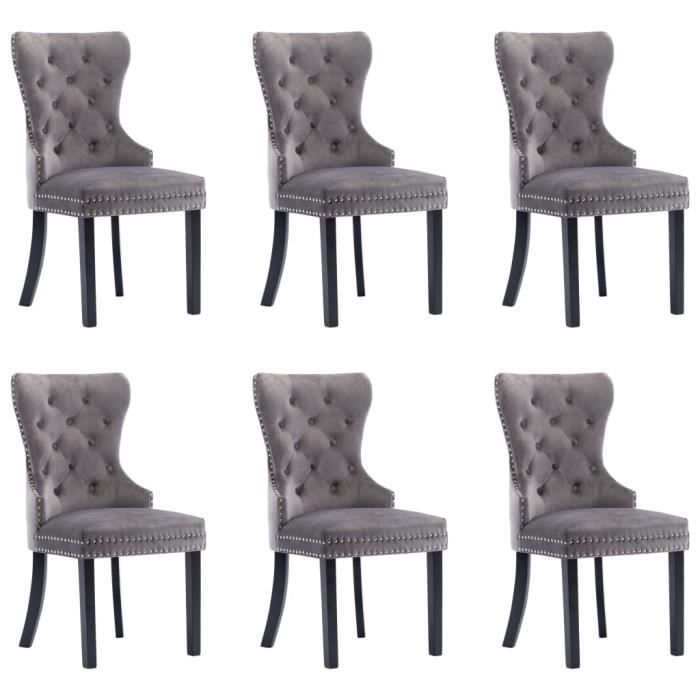 famirosa chaises de salle à manger 6 pcs gris velours-874