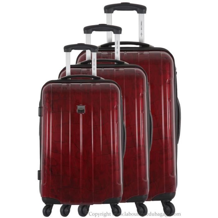 FRANCE BAG Set de 3 valises Cadenas TSA ABS/POLYCARBONATE Bordeaux