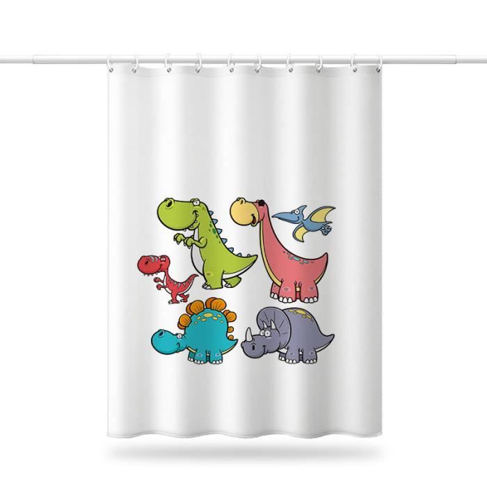 Rideau De Douche Enfant Dinosaure Finn Dino - Pottery Barn Kids - 100% Coton BCI - Neuf Avec étiquettes