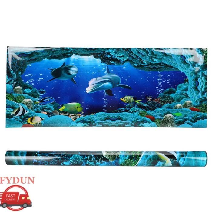 Meilleurs prix pour FYDUN Autocollant décoratif aquarium Affiche de fond décorative Sea World peintures PVC animalerie decoration 61 * 30cm