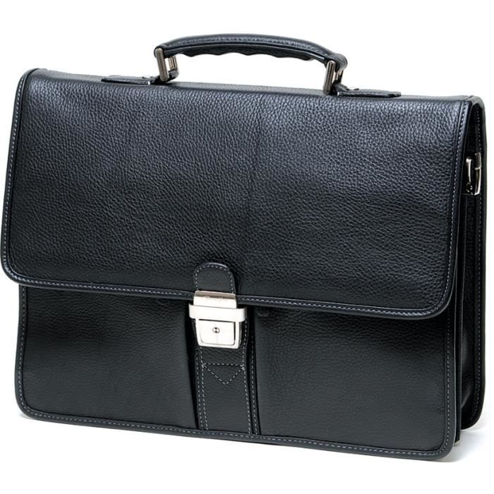 Cartable Homme Gérard Henon Golf GH 2926 en Cuir Noir avec 2 Compartiments et Multiples Espaces de Rangement