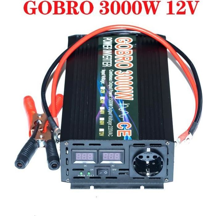 220V Onduleur Convertisseur 12V à 220V 3000W pur sinus ecran LCD