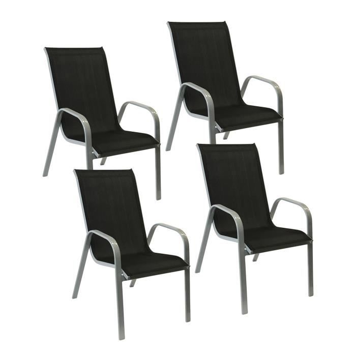 Happy Garden Lot de 6 chaises Marbella en textil/ène Gris Aluminium Gris