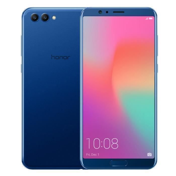  T&eacute;l&eacute;phone portable HONOR V10 (View 10) 4G (6GO+64GO -5.99”-Android 8.0 Kirin 970 2.36 GHz Octa Core -13MP 20MP+16MP -Dual SIM) Bleu pas cher