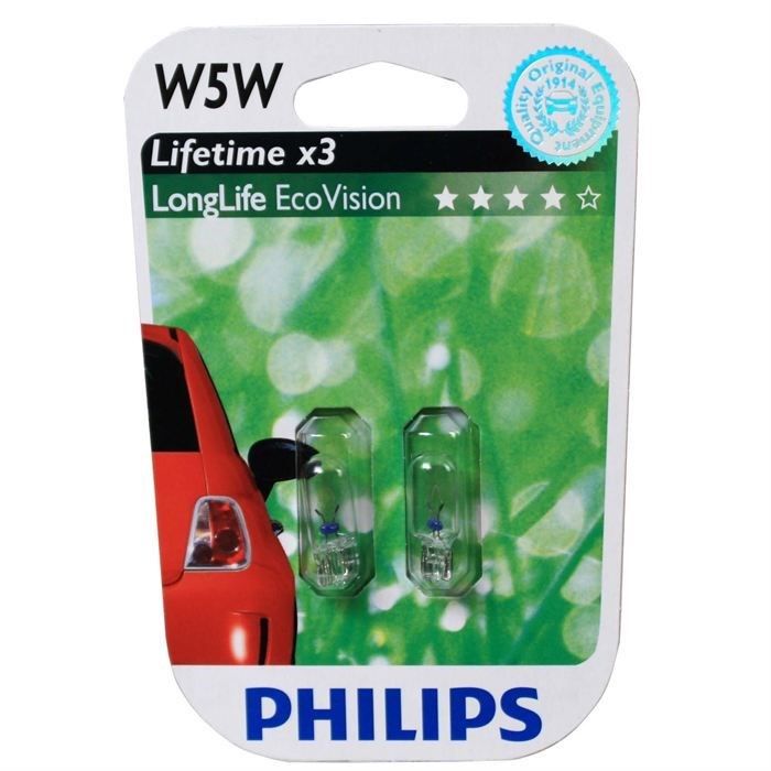 Ampoules Philips W5W LongLife EcoVision 12V