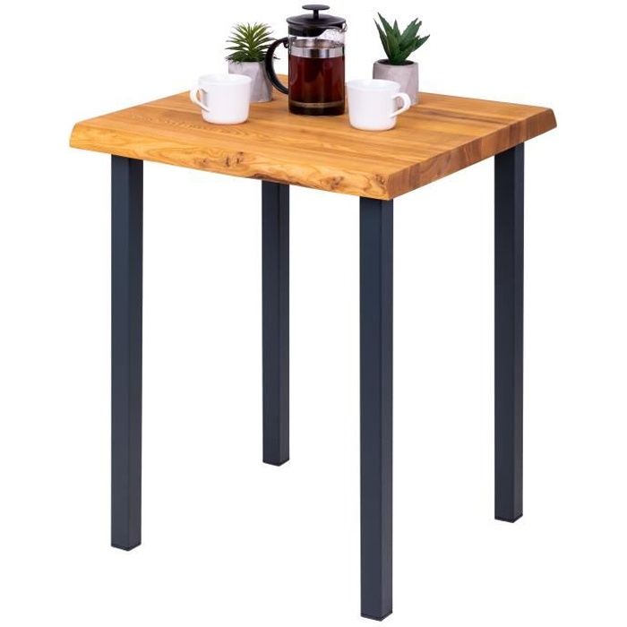 lamo manufaktur table de bar cuisine - table haute industrielle - table haute en bois - 60x60x76 cm - gris - classic - rustique
