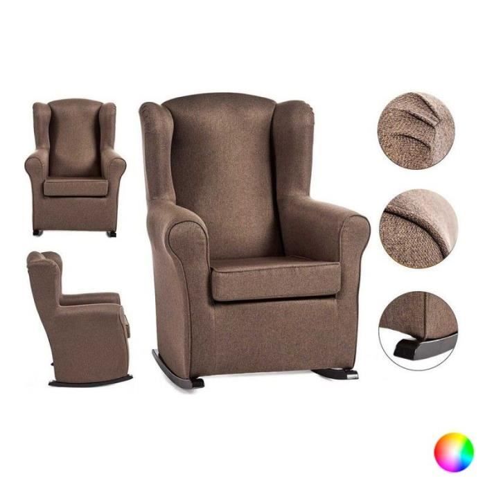fauteuil inclinable sedia fauteuil à bascule polyester bois de pin (70 x 97 x 75 cm) (70 x 97 x 75 cm)  marron